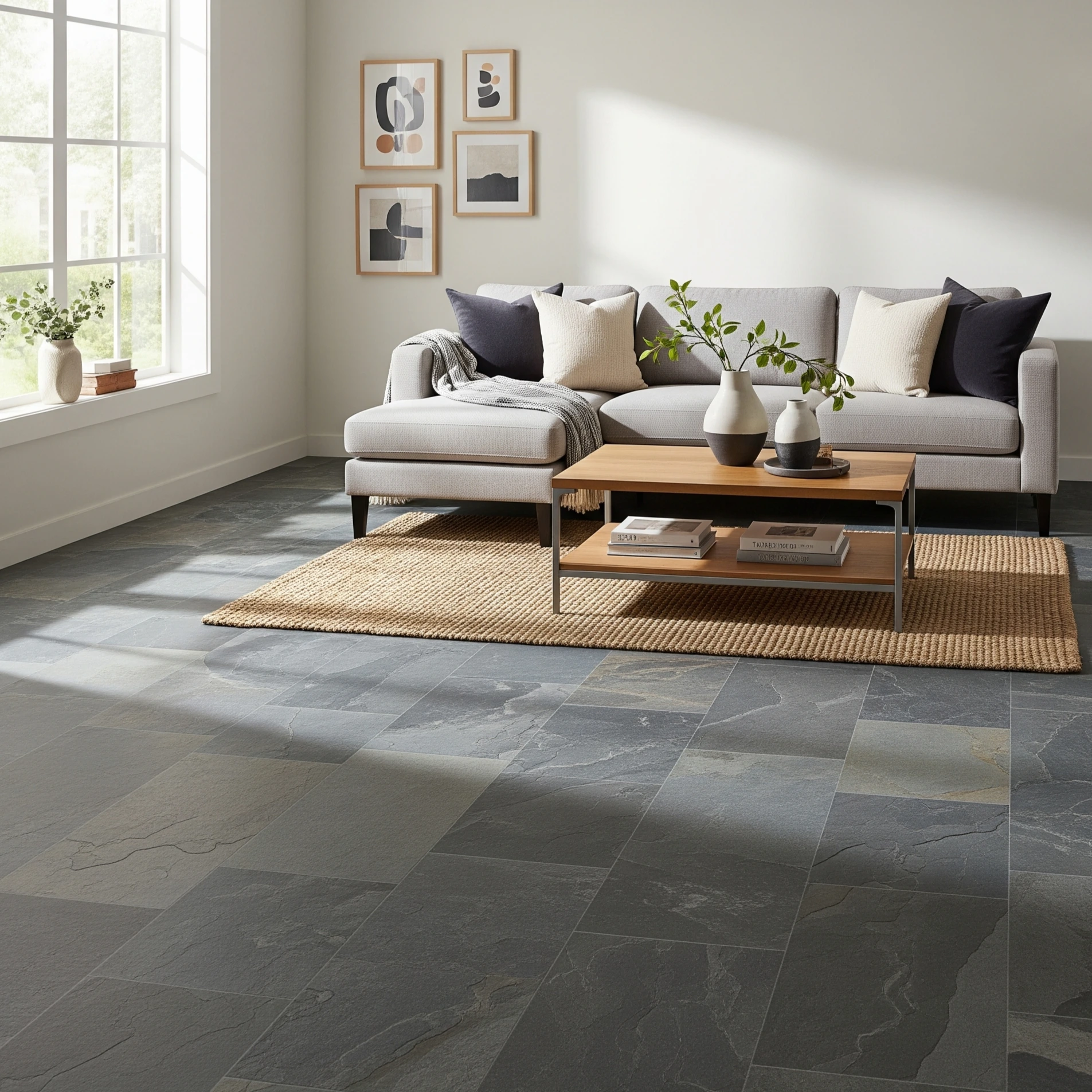 Lantai Vinyl Motif Batu Slate 1x1