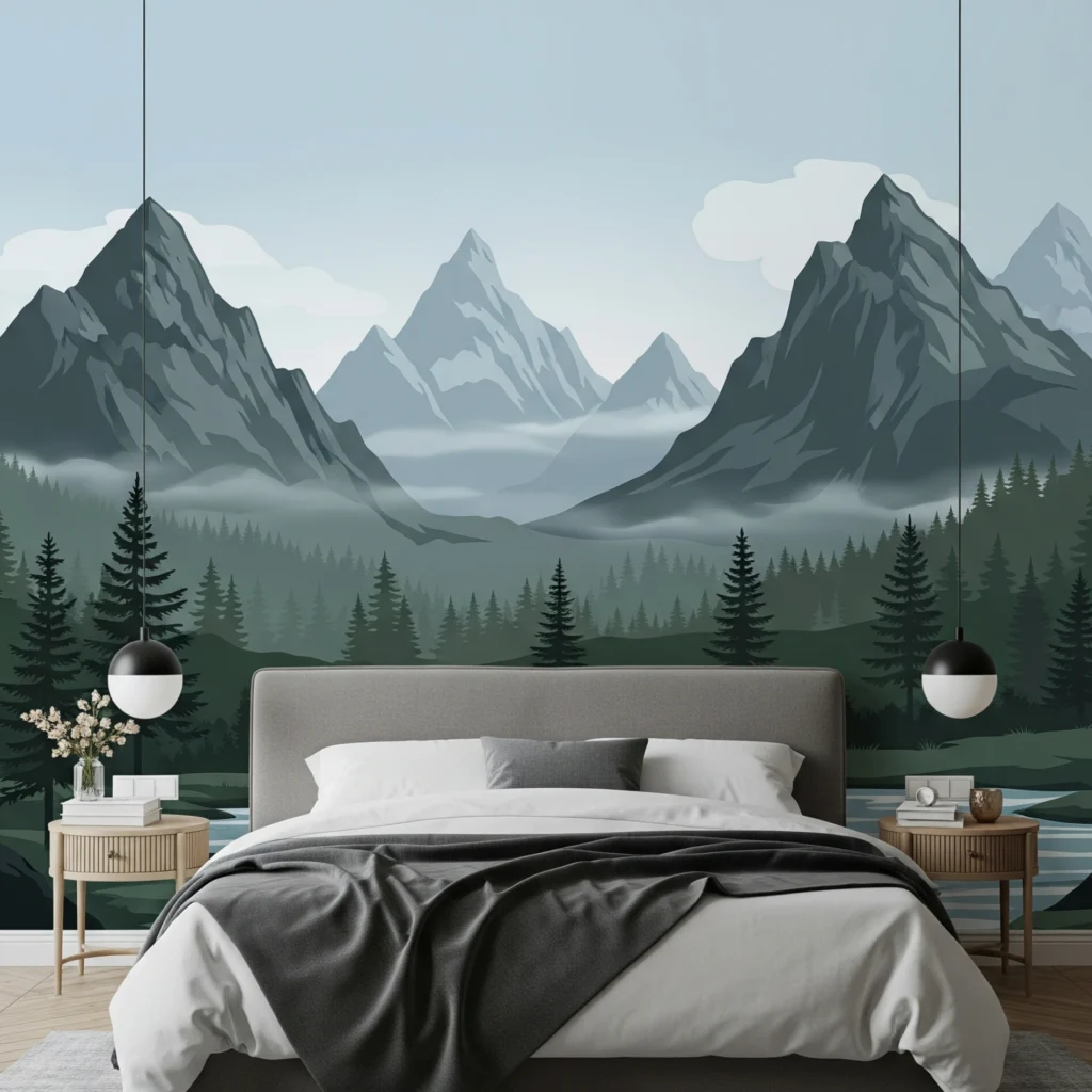 Wallpaper custom kamar tidur alam