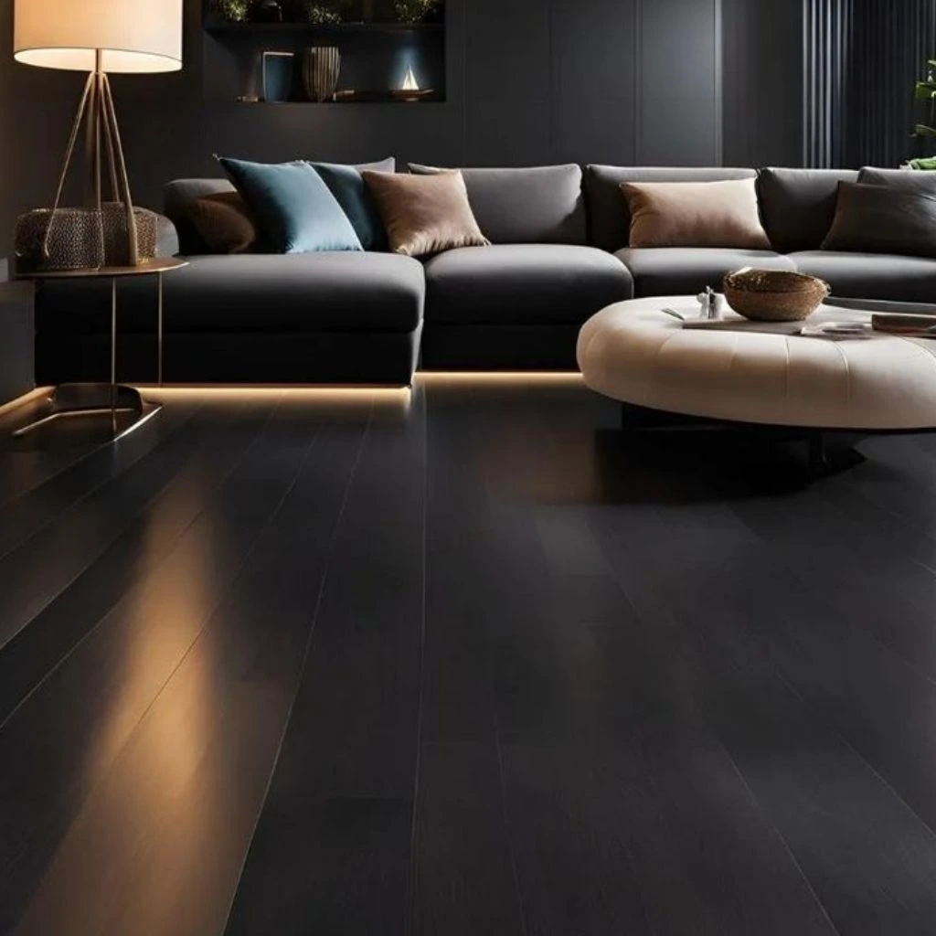 Lantai vinyl warna hitam