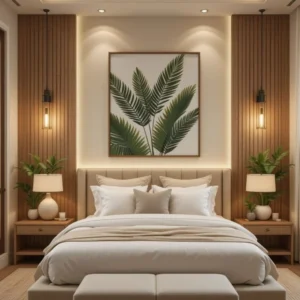 Backdrop kamar kombinasi lampu satu