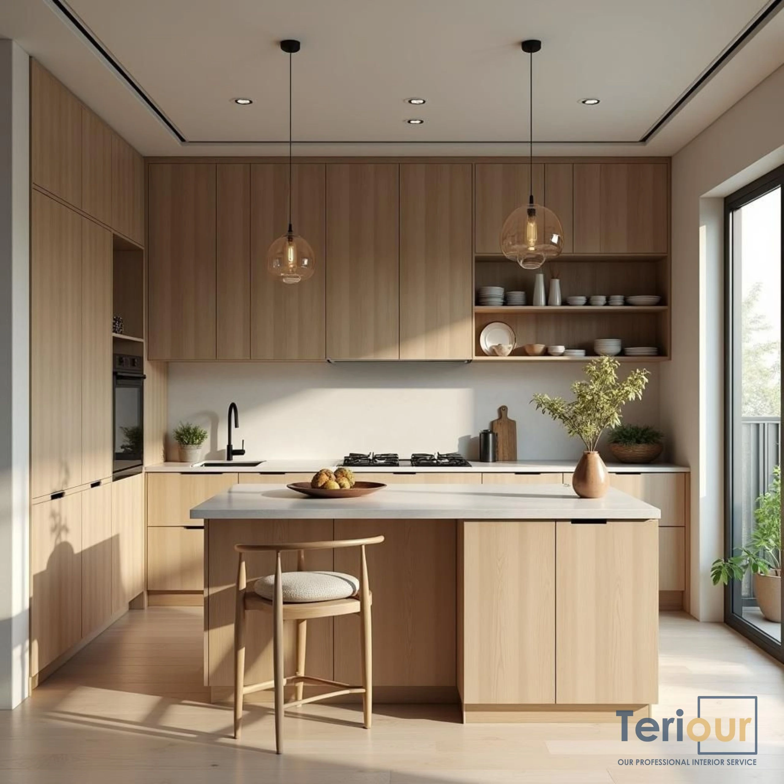kitchen set gaya japandi atas