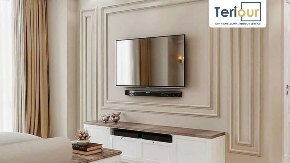 Wall moulding ruang tv mewah