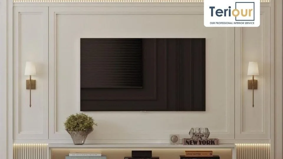 Wall moulding ruang tv mewah
