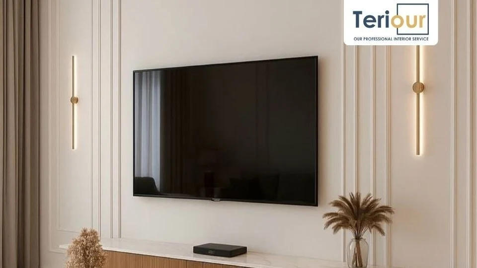 Wall moulding ruang tv mewah