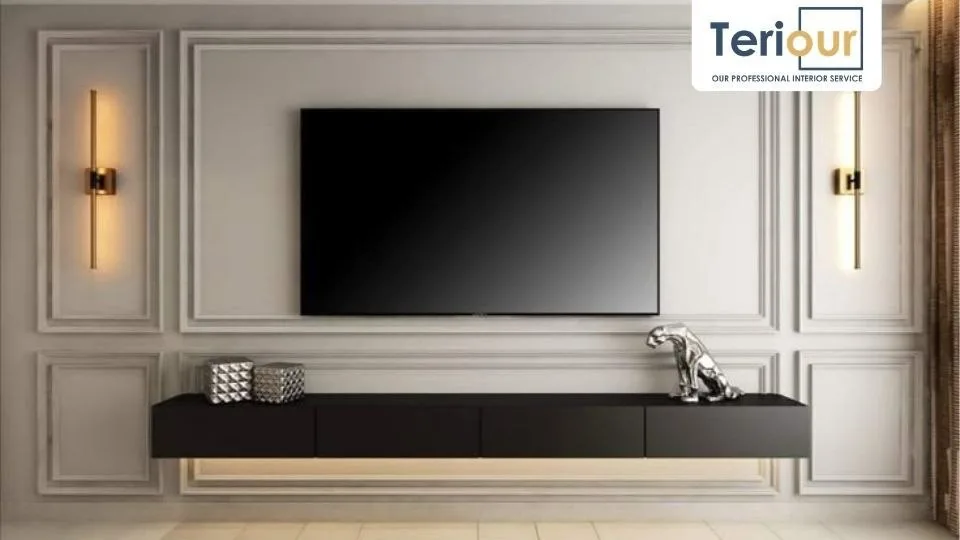 Wall moulding ruang tv mewah