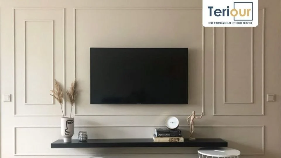Wall moulding ruang tv mewah
