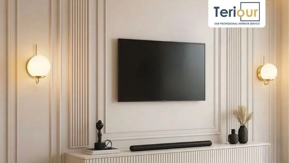 Wall moulding ruang tv mewah