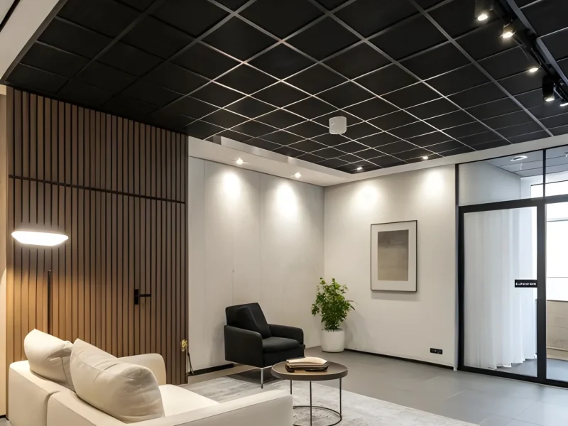 plafon grid hitam